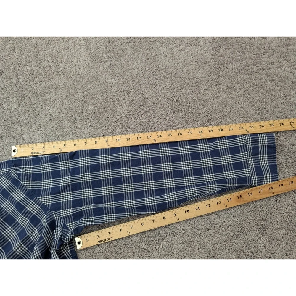 J. Crew Button Up Shirt Mens Large Slim Fit Flex Washed Plaid Blue‎